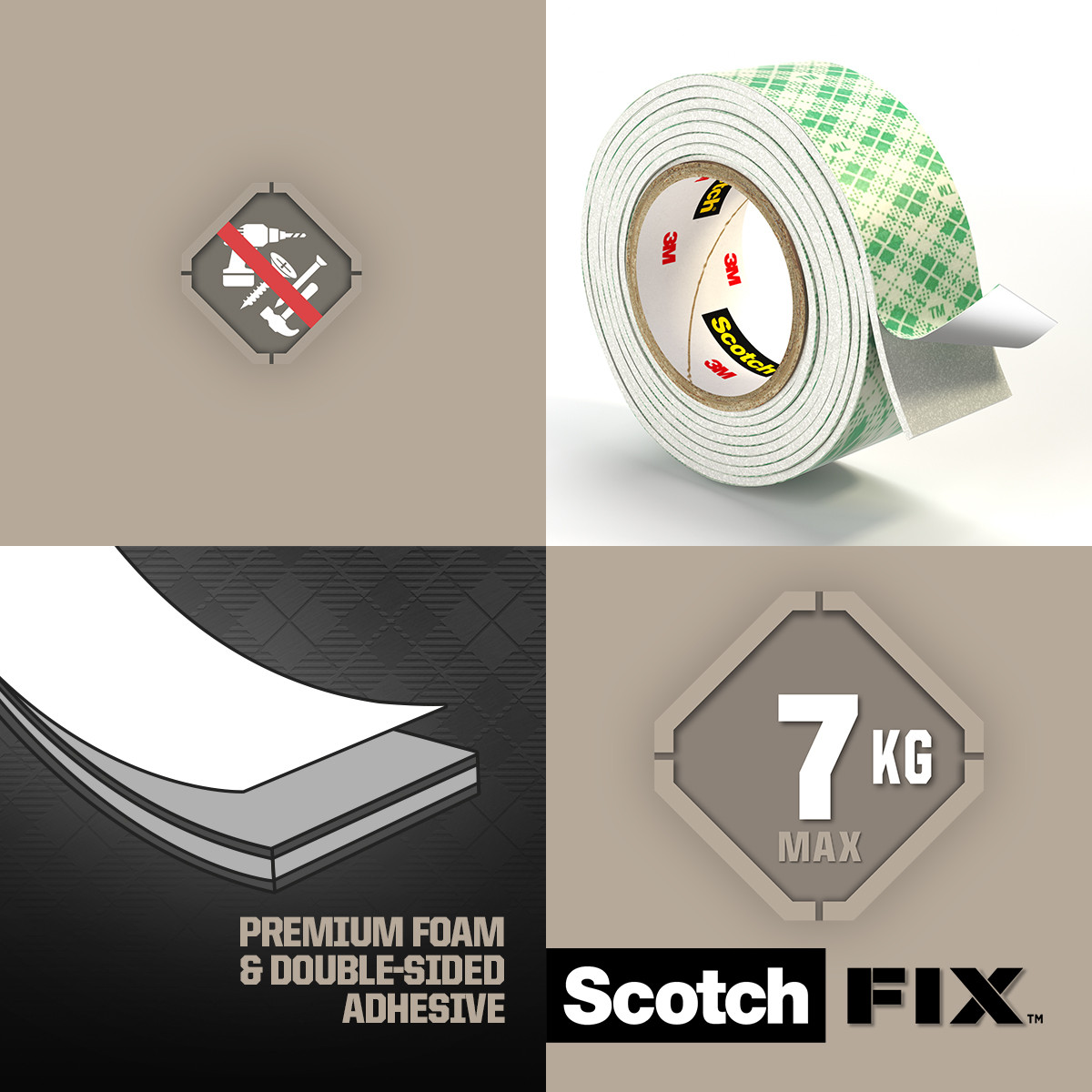 Dwustronna taśma montażowa do wnętrz Scotch-Fix™ 19 mm x 1,5 m